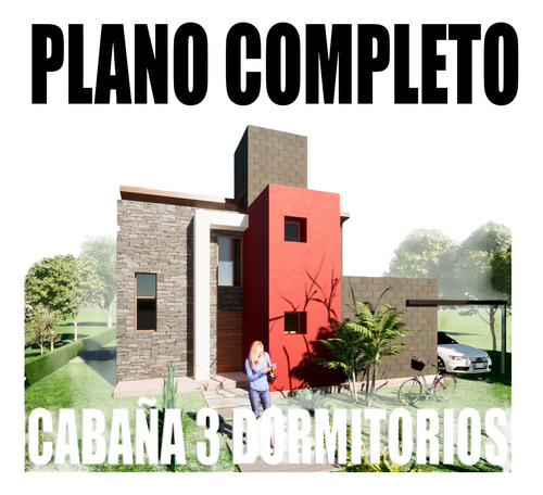 Proyecto Cabaña Plano Arquitectura Completo