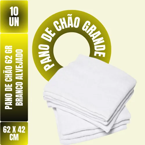 Kit Com 10 Pano De Chão Branco Alvejado 62cm X 42cm - Saco Alveja...