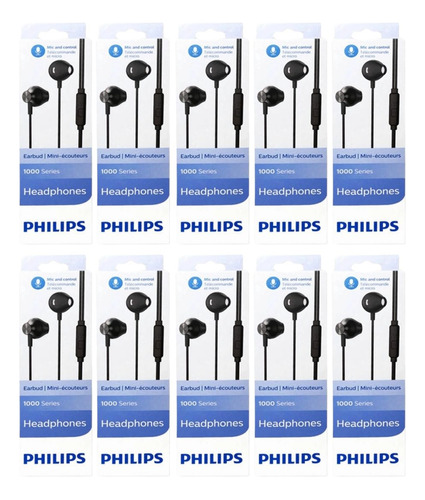 Fone De Ouvido Philips Com Microfone Taue101bk Preto 10un