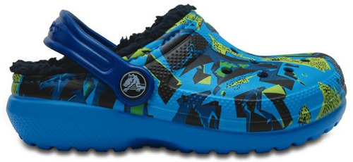 Zapato Crocs Infantil Classic Lined Graphic Clog K Azul