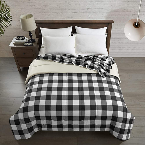 Dearfoams 4 Piezas Buffalo Plaid Soft Comforter Set Incluye 