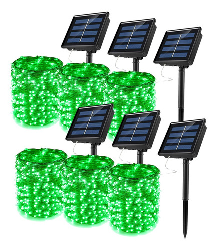 Lote De 6 Luces Led Solares, 200 Unidades, Color Verde