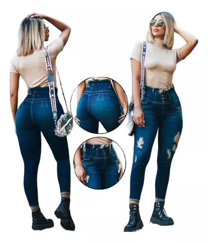 Jeans Mujer Levanta Cola Elastizado Tiro Medio/bajo