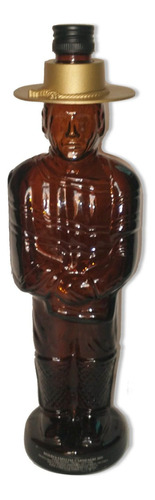 Botella De Colección Huaso Chileno Sombrero Dorado Vacía