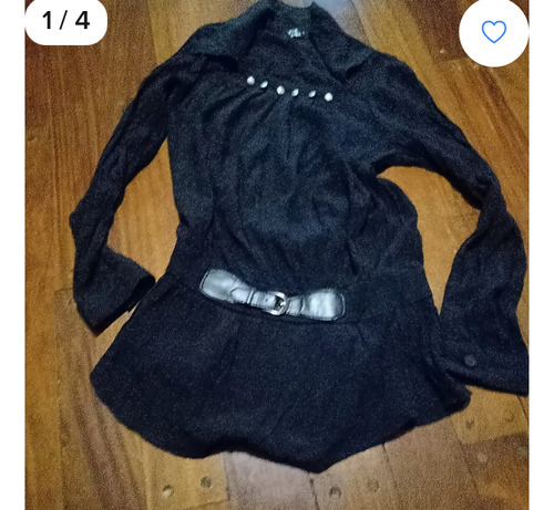 Camisa Blusa Camisola Negra T M Manga Larga Cinturón Incorpo