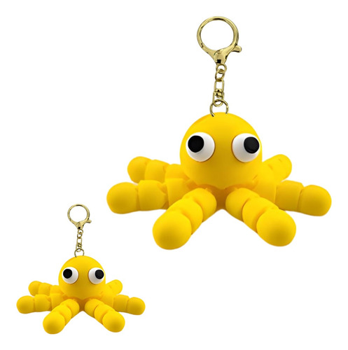 Llavero De Pulpo Articulado Distintos Colores Accesorio Moda Amarillo
