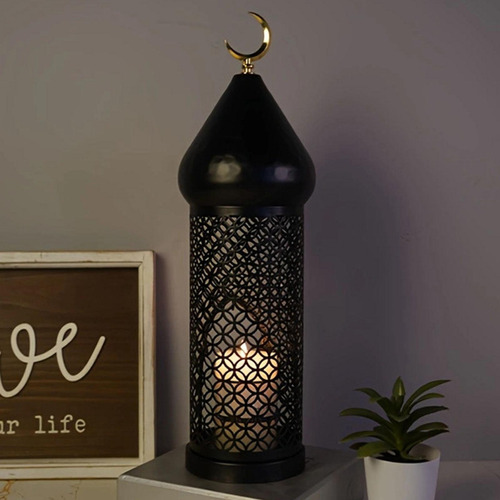 Mini Linterna Linterna Marroquí Con Velas Led 36.5cmx9.8cm