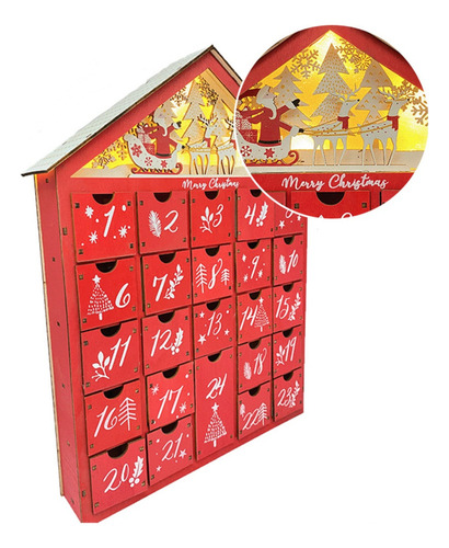 Casa De Madera Led Navidad Decorar Calendario De Adviento 1