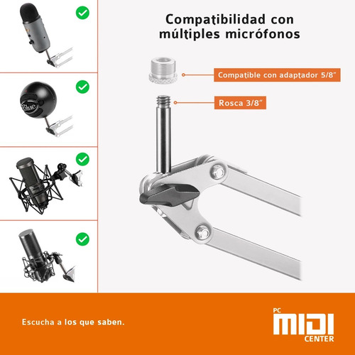 Imagen 4 de 8 de Soporte Brazo Articulado De Mesa Para Mic Condensador Cuotas