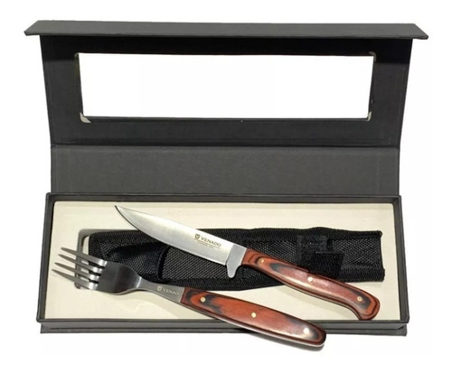 Set Cuchillo Y Tenedor Venado Asadi Inox 420 C/ Funda España