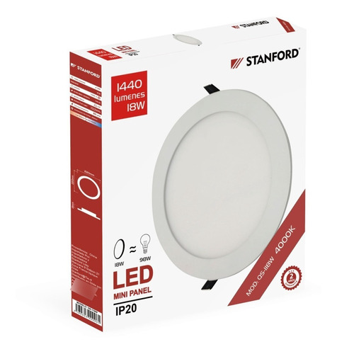 Panel Led Redondo Embutido (neutra) 18 Watts