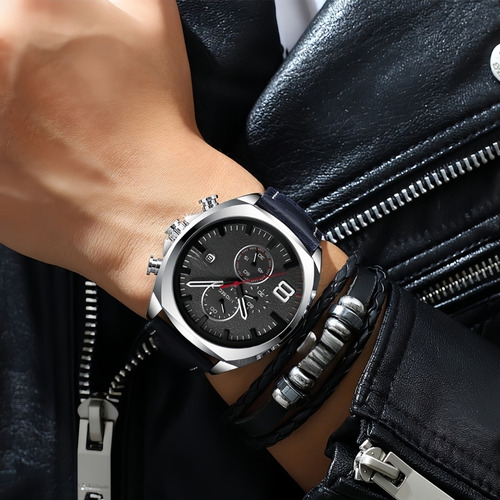 Reloj De Cuarzo De Moda Para Hombre De 2 Piezas
