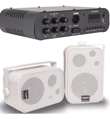 Amplificador Sa100bt Nca Bluetooth + 1 Par Cx Sp400 Branca