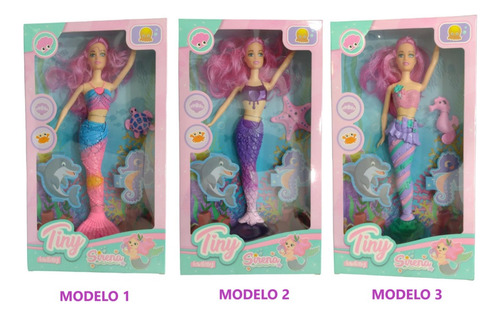 Muñeca Tiny Fantasy Sirena Con Animalito Del Mar