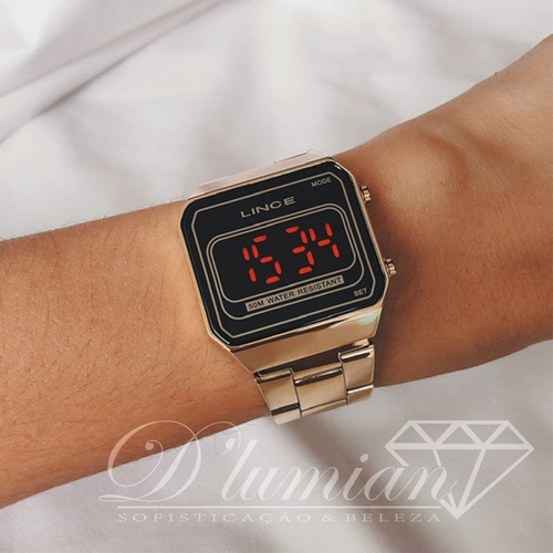 Imagem 4 de 10 de Relógio Feminino Digital Lince Mdg4645l Pxkx Led Vermelho