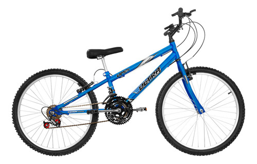 Bicicleta  de passeio Ultra Bikes Bike Rebaixada Aro 24 18 Marchas freios v-brakes cor chrome line blue