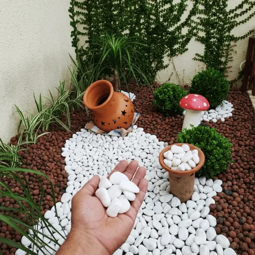 20kg Seixo Branco Dolomita No 1 2 3 - Decoração Vasos Jardim Dolomita N2 2 Cm 5 Cm