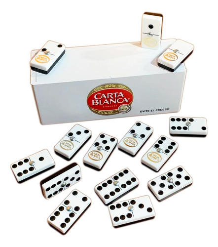 Domino Tecate Plata / Domino Carta Blanca B/n Pl / Cubilete