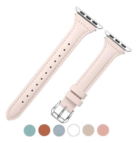 Pulseira De Couro Genuino Classica Fina Para Apple Watch