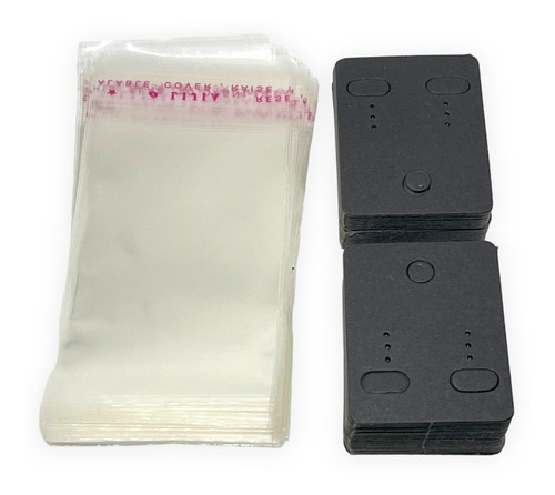 Pack 100 Bolsa Celofan Adhesiva Tarjeta Exhibir Aros Aretes