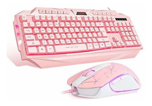 Combo De Teclado Y Mouse Para Juegos De Color Rosa, Magegee 
