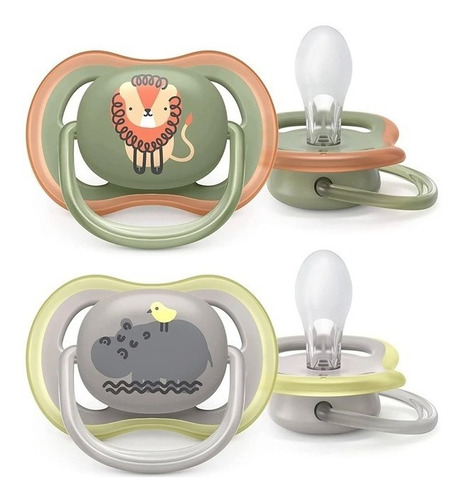 2 Chupetas Philips Avent Ultra Air 6-18m Menino Leao / Hipo