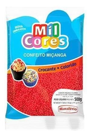 Confeito Crocante Miçanga Vermelho Número 0 500g Mavalério