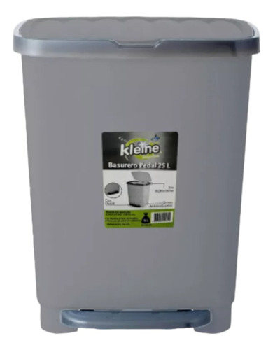 Basurero De Pedal Kleine 25 Litros Gris