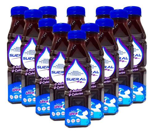 12 Pack Sueral Bebida Hidratante Con Electrolitos Uva