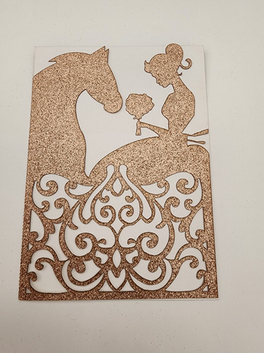 50 Sobre Para Invitación De Xv Años Con Caballo Rosa Glitter