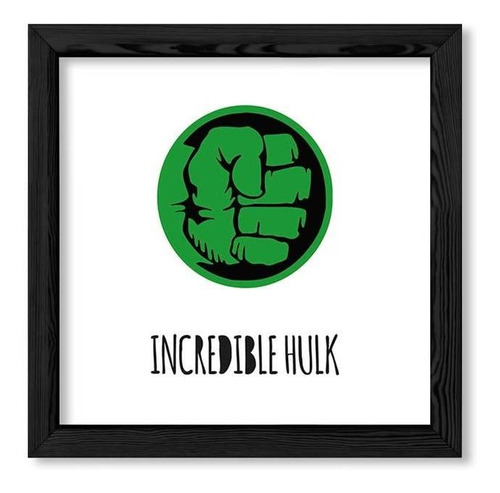 Cuadros Infantiles 20x20 Chato Negro Incredible Hulk
