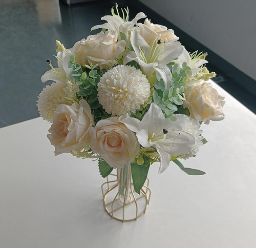 2 Ramos De Flores Artificiales De Rosas, Hortensias Y Lirios