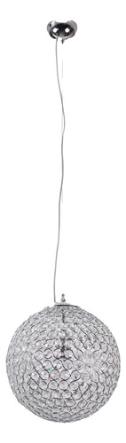 Lustre Pendente Bola Cristal Globo Cromado - 30cm - 1xe27