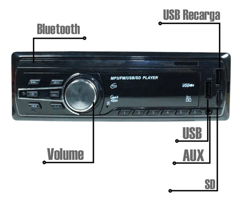 Radio Mp3 Con Control Usb/sd/am/fm Auto 1 Din Bluetooth