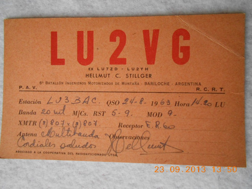 Postal Y Sello Postal Radio Aficionado De Bariloche 1963
