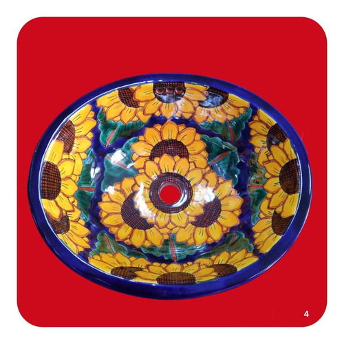 Imagen 1 de 3 de Lavabo Grande Color De Cerámica Tipo Talavera 44x36x17 Cm M4