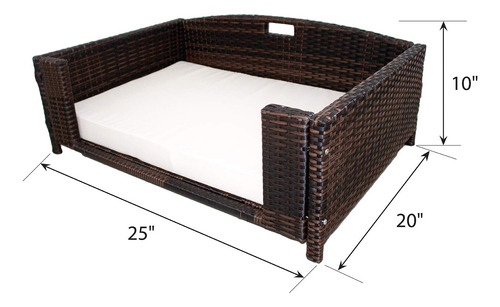 Cama Rectangular De Ratán Para Mascotas Sofá De Interior Y E