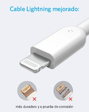 Imagen 8 de 10 de Cable Cargador Anker Usb A Lightning Powerline Ii iPhone 1mt