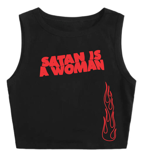 Top Musculosa Corta Fire Satan Is A Woman Girl Power Goth