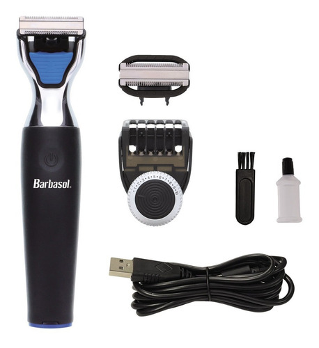 Afeitadora Trimmer Barbasol Cara Cuerpo Recargable Usb Color Negro