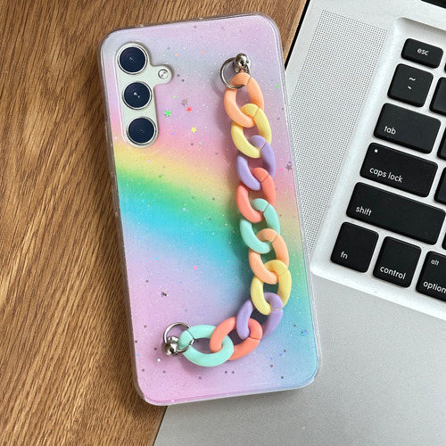 Funda Brillito Arcoiris Con Cadena Para Samsung A54 5g