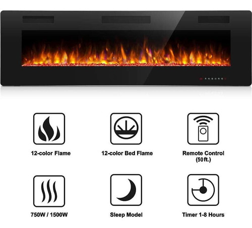 Chimenea Eléctrica Antarctic Star 106 Cm Montaje En Pared