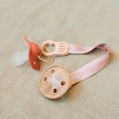 Broche Pinza Botón Con Cinta Reversible P/ Chupetes Suavinex Color Rosa