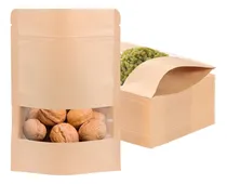Comprar 100pcs-bolsas Kraft Con Ventana-cierre De Papel Kraft Bolsas