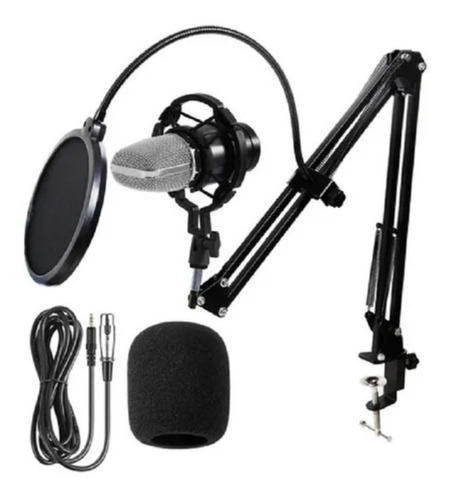 Microfono Condensador Antiviento Soporte Brazo Placa Audio