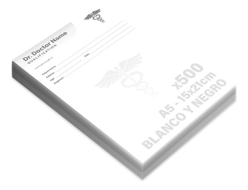 Recetarios Medicos A5 15x21 Printshop Byn X 500 Unidades