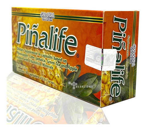 Imagen 5 de 5 de Piñalife 3 Cajas De 30 Cápsulas Gn+vida Piña Jamaica Te Verd