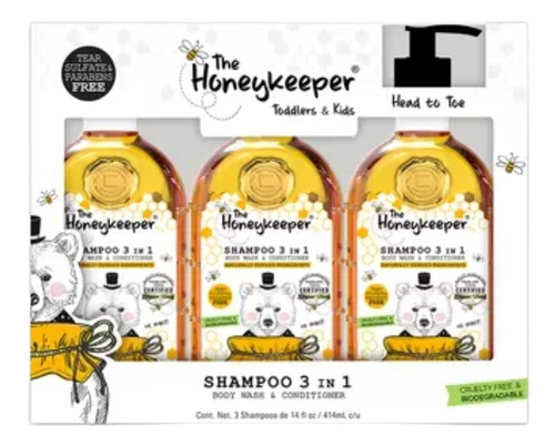 Shampoo The Honey Keeper Para Bebes Y Niños 3pzs 700 Ml C/u 