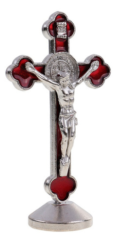 Estatua De Crucifijo De San Benito Con Cruz Magnética Para