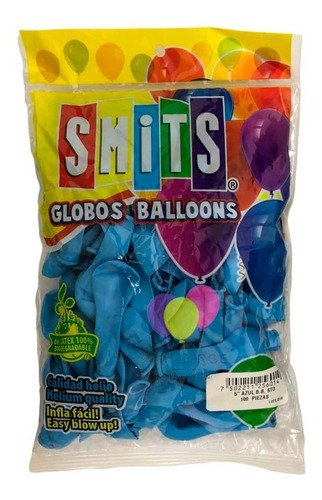 Globos Smits #5 C/100 Estandar Colores Smi1x1 Color Azul Bebé